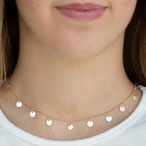 Gold Dangle Charm Choker Necklace